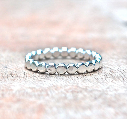 Dotted Silver Stack Ring- Simple - Wedding Stackable Ring - Stack Ring - Eternity Band Stacking Ring Guard Made of Recycled Sterling Silver