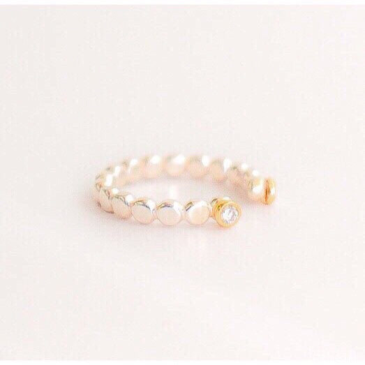 Diamond Negative Space Ring Gold Sterling Open Ring - Modern Dotted Ring - Pinky Ring - Stackable Band - Stacking Ring - Made to Order