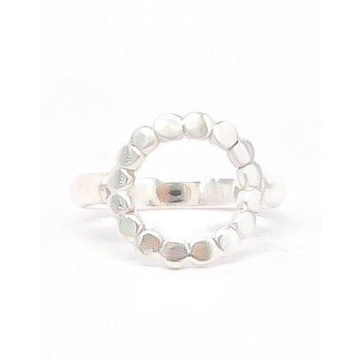 Silver Bubble Halo Ring - Circle Karma Ring - Infinity Ring - Disc Ring - Circle Ring