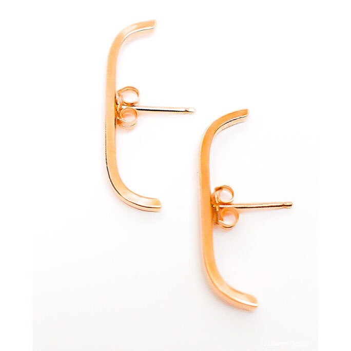 Bar Earrings Ear Lobe Cuff Earrings in 14k gold or Silver