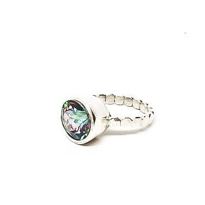 Mystic Topaz Natural Gemstone Statement Ring Solitaire Sterling Silver or Gold Wedding Set