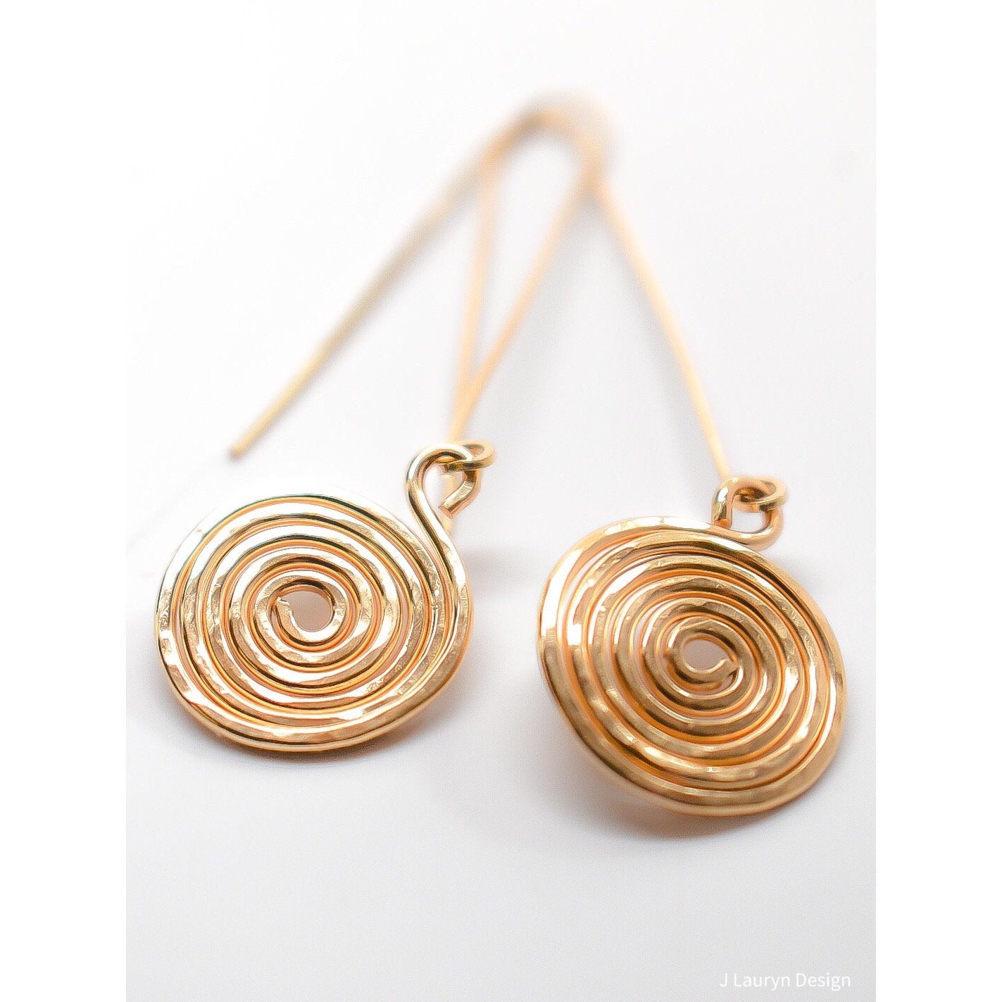 Gold Egyptian Influence Disc Drop Earrings