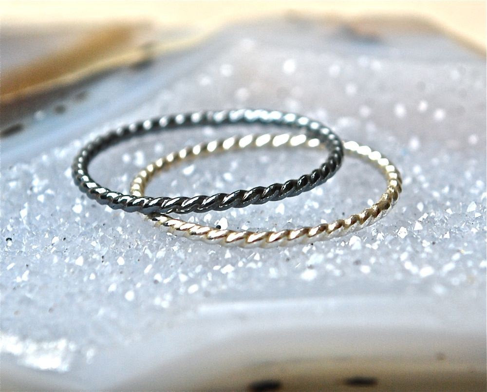 Silver Twist band - Recycled Sterling Silver Twist Bands - Silver stack rings - Rope stacking rings