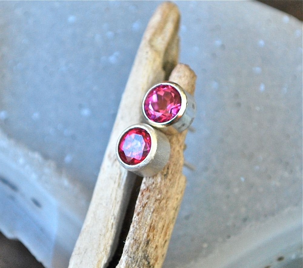 Pink Topaz Silver Earrings - The Madeleine