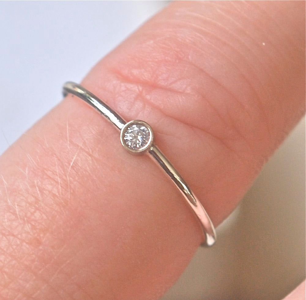 Ring 18k Gold Diamond Stacking Ring April Birthstone Diamond 18k White Gold Ring