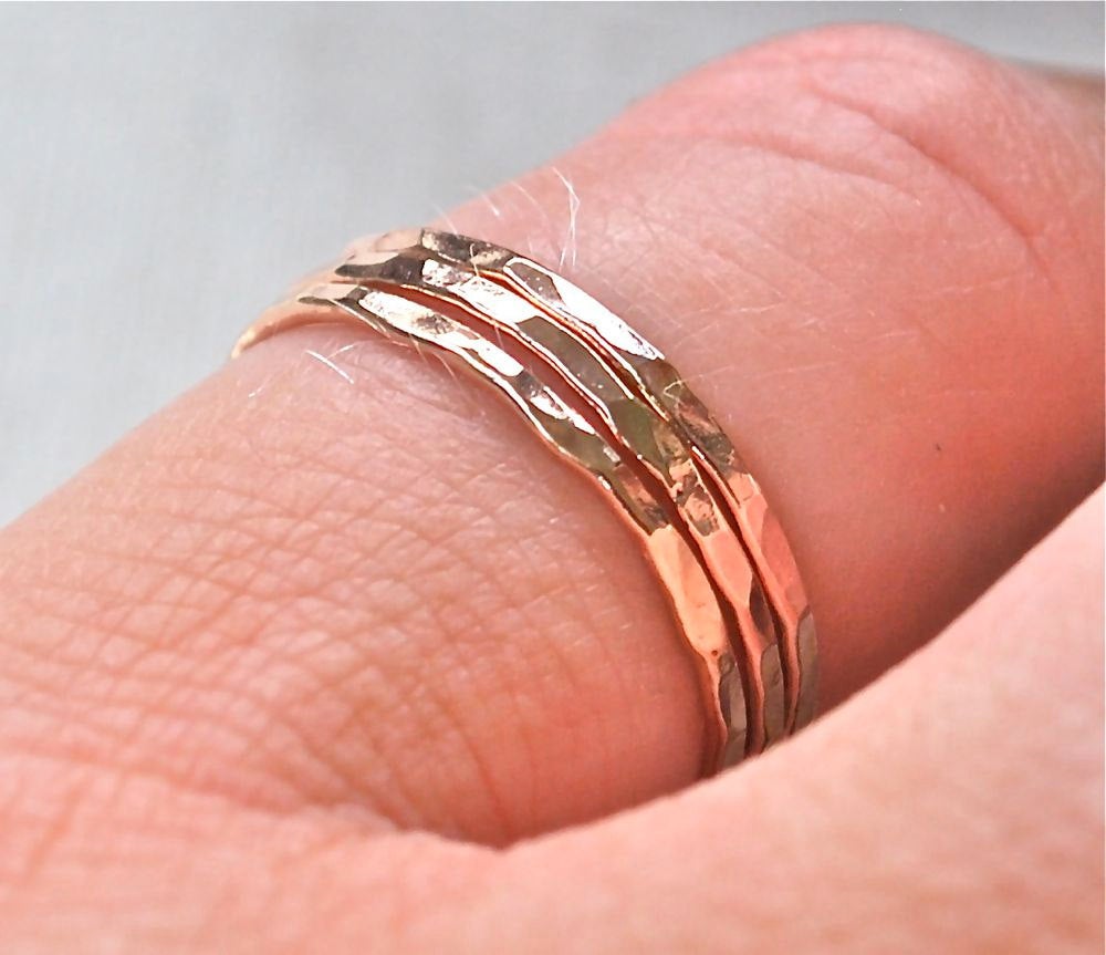 Rose Gold Stacking Rings Midi Rings Knuckle Rings Stack Ring - Recycled Gold ring