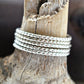 Sterling Silver and Gold Stack Rings Twist and Hammered Bands