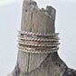 Sterling Silver and Gold Stack Rings Twist and Hammered Bands
