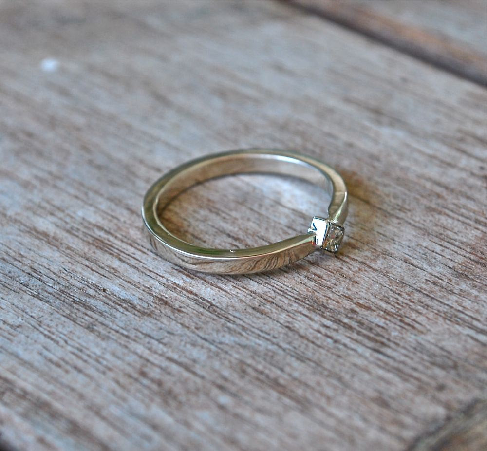 Square Princess Cut Gold Ring - Diamond Ring, 14k White Gold Princess Cut Diamond Ring Engagement Ring - Diamond Promise Ring - Handmade