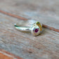 Pink Garnet Freeform Pebble Ring in Recycled Sterling Silver and 14k Yellow Gold