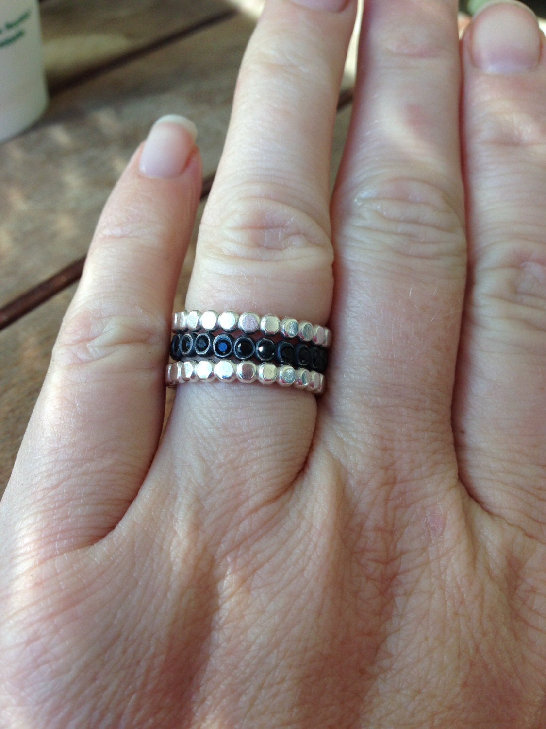 Silver Eternity Band Stack Rings Wedding Rings Eternity Band  Stacking Rings  Birthstone Gemstone Stack Rings - Set of 3 in Recycled Sterling Silver