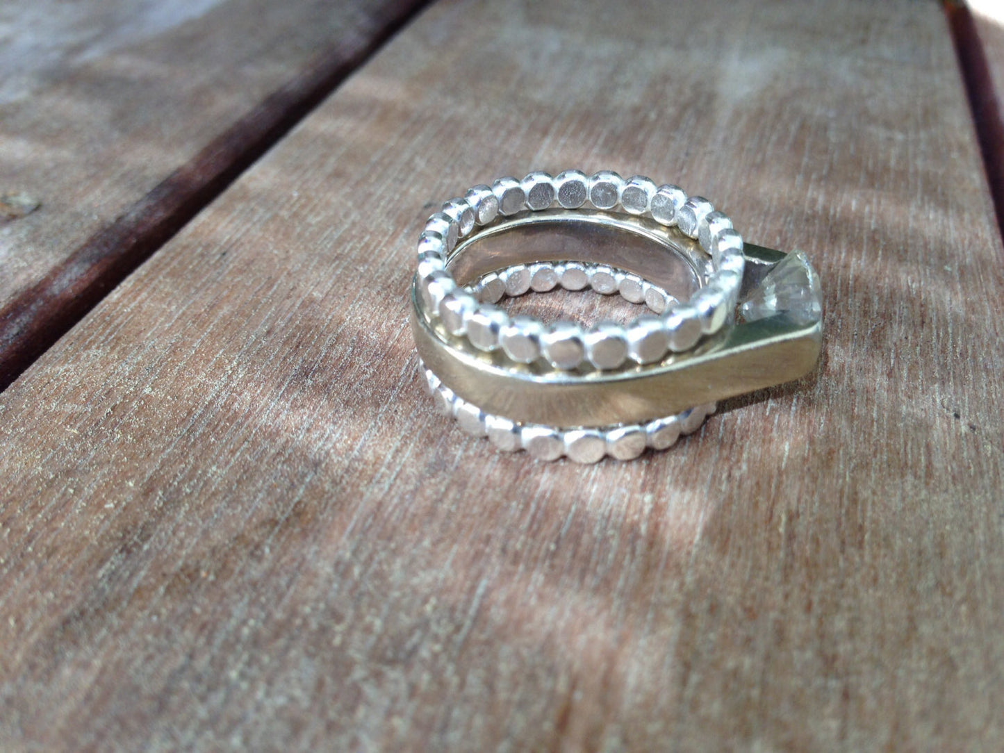 Silver Dotted Stack Bands Wedding Eternity Band Stacking Ring Guards Set of 2 Made of Recycled Sterling Silver