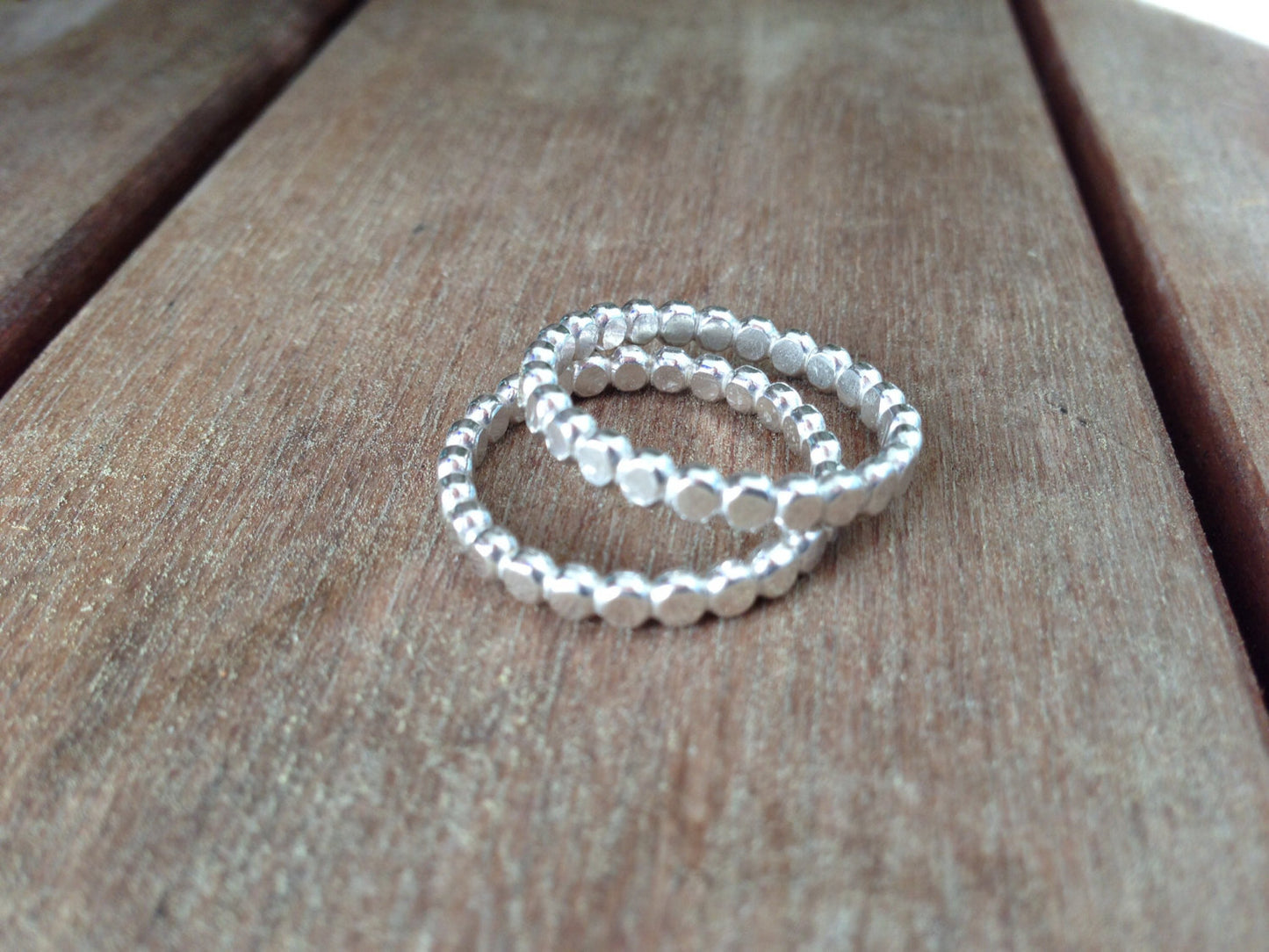 Silver Dotted Stack Bands Wedding Eternity Band Stacking Ring Guards Set of 2 Made of Recycled Sterling Silver