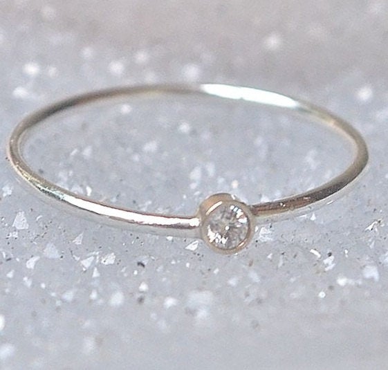 Ring 18k Gold Diamond Stacking Ring April Birthstone Diamond 18k White Gold Ring