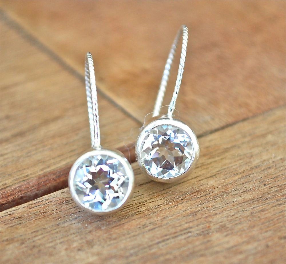 White Topaz Earrings Silver, Topaz Dangle Earrings, Topaz Drop Earrings, Womans Earrings, Gift for Her, Graduation Gift, White Topaz Jewelry