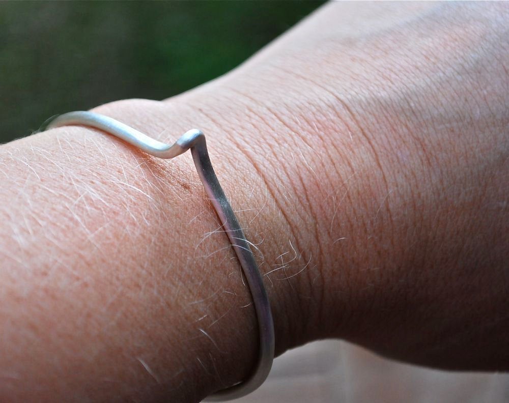 Wishbone Bracelet Cuff - Chevron Bracelet - Bangle Made in Sterling or Gold Matte Brushed or Shiny