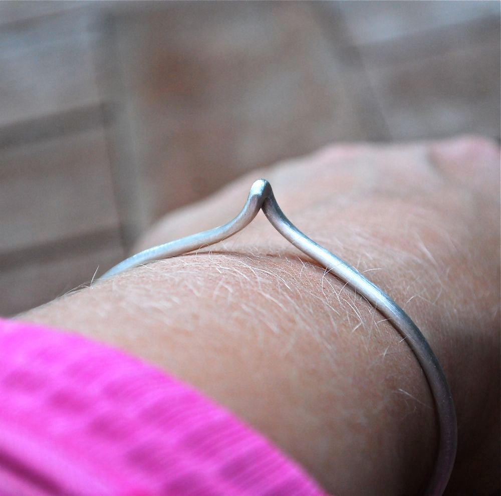 Wishbone Bracelet Cuff - Chevron Bracelet - Bangle Made in Sterling or Gold Matte Brushed or Shiny