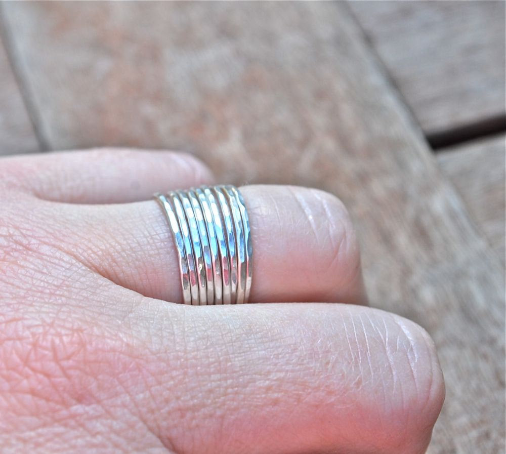 Recycled Argentium Silver Stacking Rings The Skinny Stack Set of 10