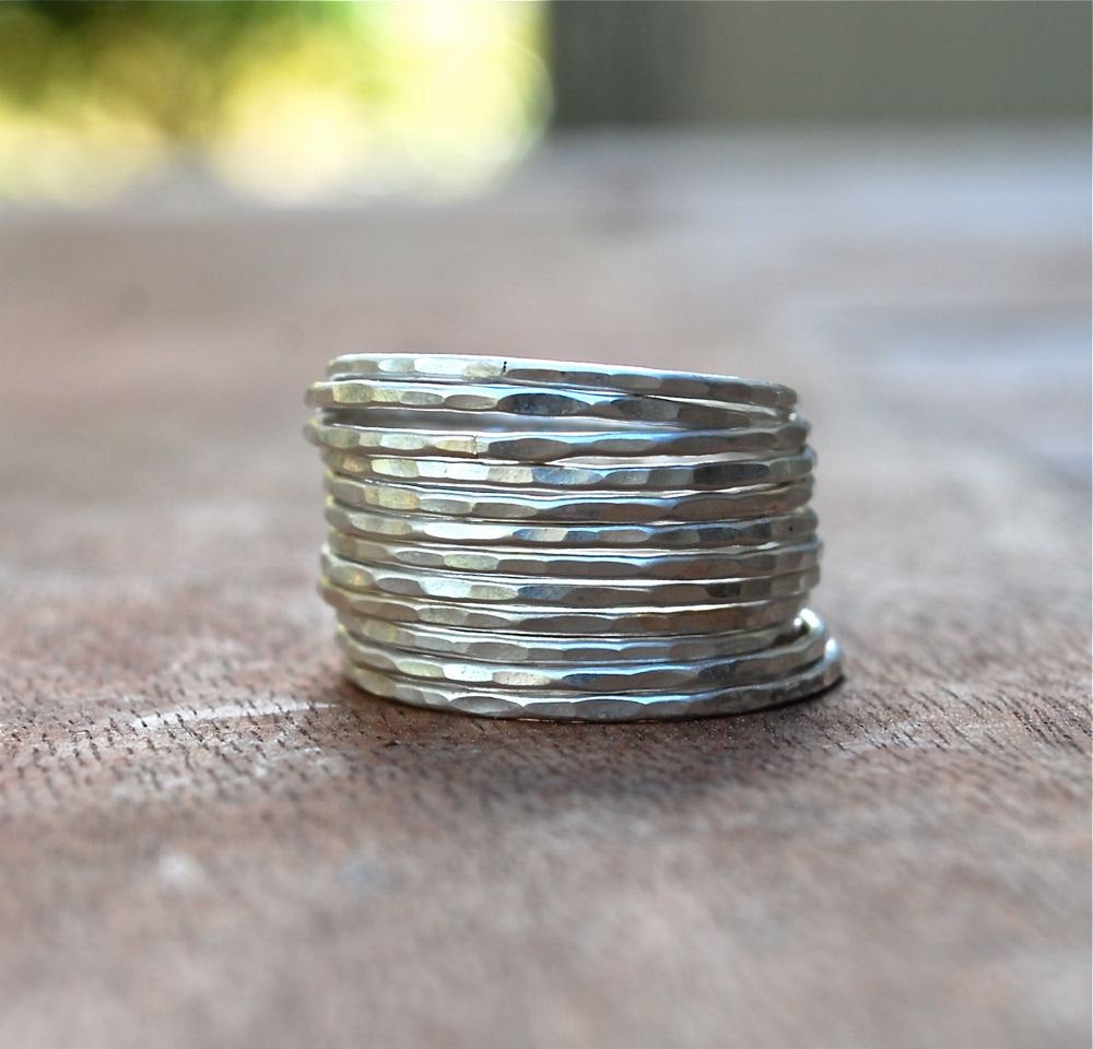 Rings Recycled Argentium Silver Stacking Rings The Skinny Stack Set of 12