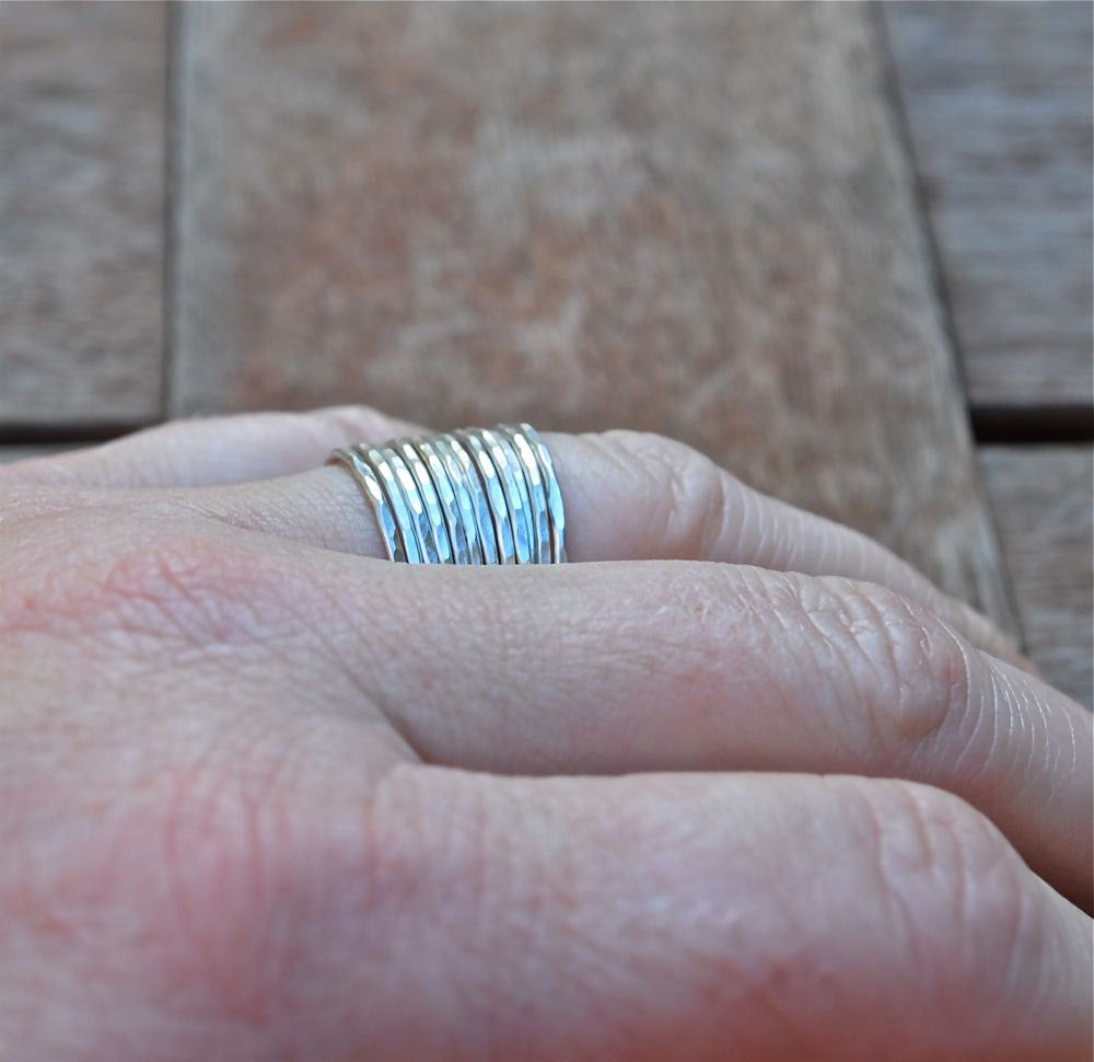 Rings Recycled Argentium Silver Stacking Rings The Skinny Stack Set of 12