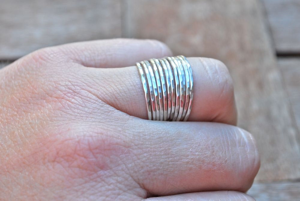 Rings Recycled Argentium Silver Stacking Rings The Skinny Stack Set of 12