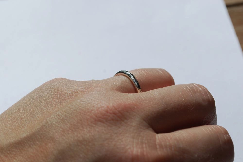 Simple Hammered Ring - Sterling Silver Hammered Ring - Recycled Sterling Silver Hammered Handmade Band Made to Order