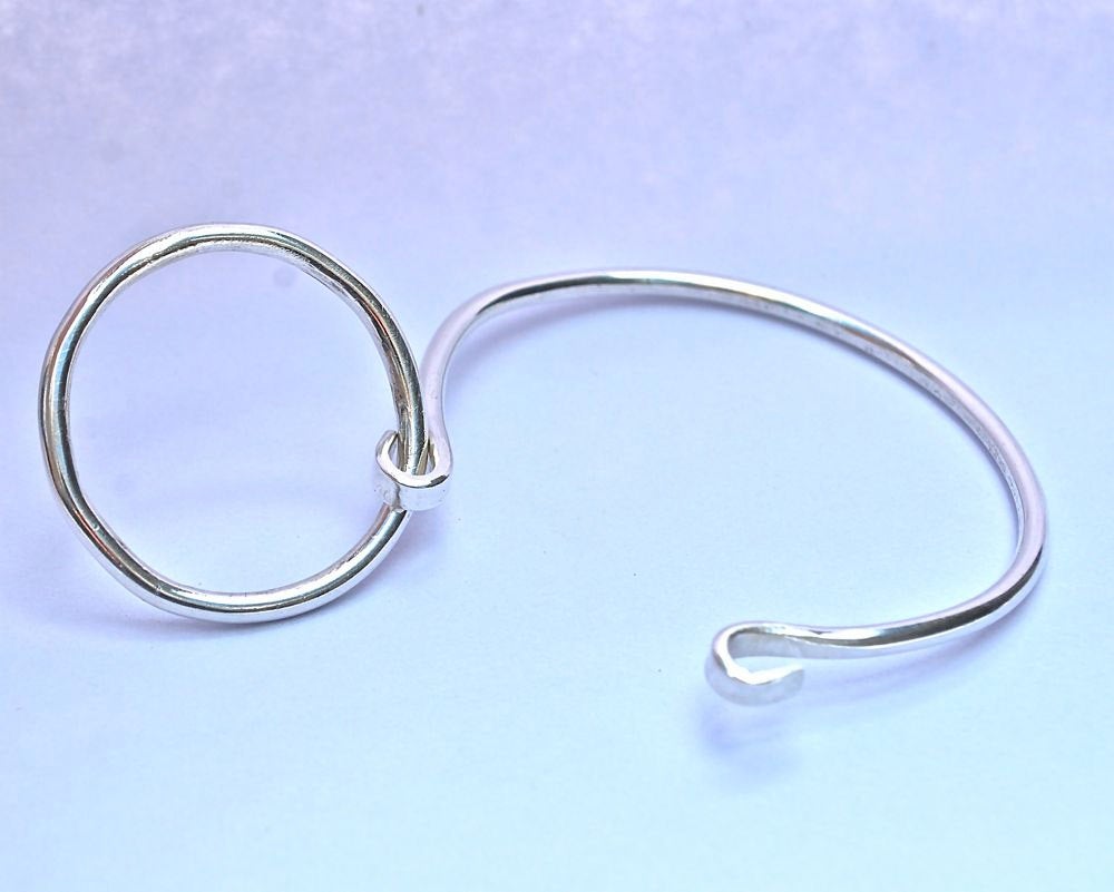 Sterling Cuff Bracelet - Silver Bangle Bracelet - Eternity Circle Cuff Bracelet Recycled Sterling Silver Made to Order