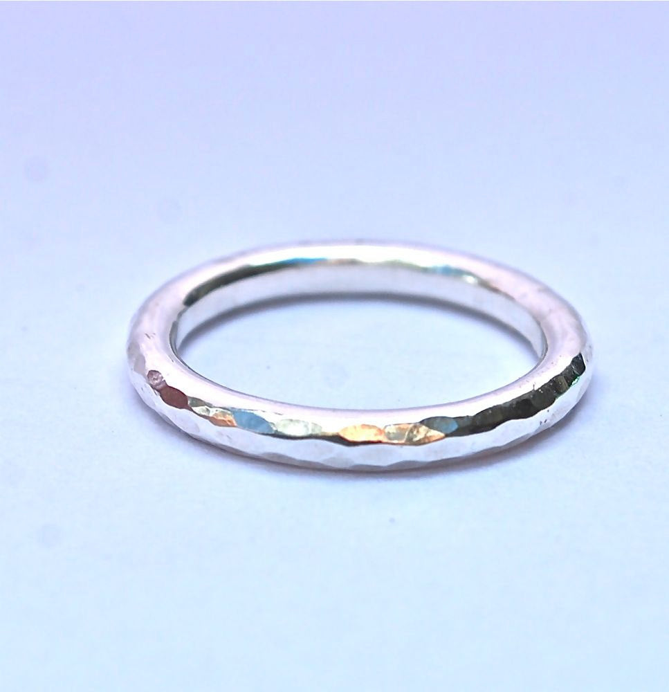 Simple Hammered Ring - Sterling Silver Hammered Ring - Recycled Sterling Silver Hammered Handmade Band Made to Order