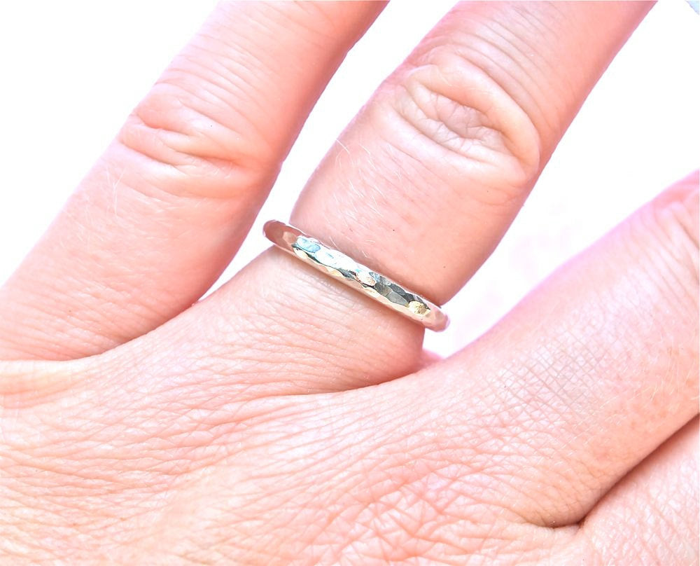 Simple Hammered Ring - Sterling Silver Hammered Ring - Recycled Sterling Silver Hammered Handmade Band Made to Order