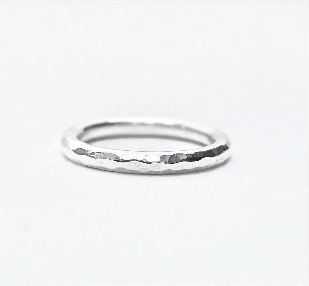 Simple Hammered Ring - Sterling Silver Hammered Ring - Recycled Sterling Silver Hammered Handmade Band Made to Order