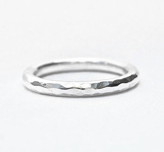 Simple Hammered Ring - Sterling Silver Hammered Ring - Recycled Sterling Silver Hammered Handmade Band Made to Order