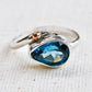 Blue Topaz Sterling and Rose Gold Droplet Ring