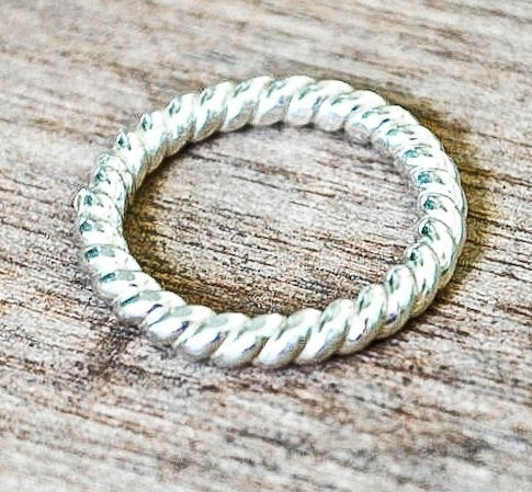 Silver Rope Band, Silver Cable Rope, Twist Braided Stackable Silver Band, Twist Band Ring, Twist Stack Ring, Twist Band Engagement Ring