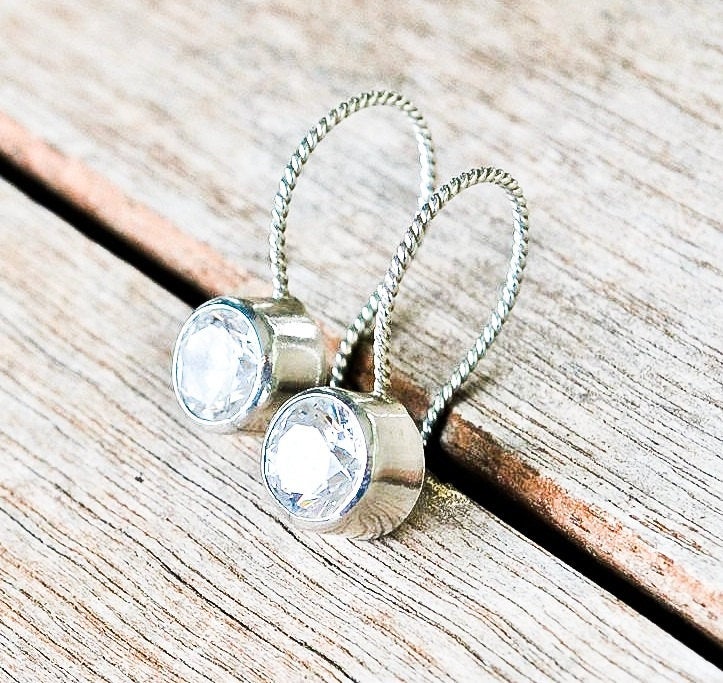 White Topaz Earrings Silver, Topaz Dangle Earrings, Topaz Drop Earrings, Womans Earrings, Gift for Her, Graduation Gift, White Topaz Jewelry