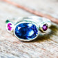 Topaz Ring - Pink and Blue Ring - Bezel Ring - London Blue Topaz Garnet Ring in Silver