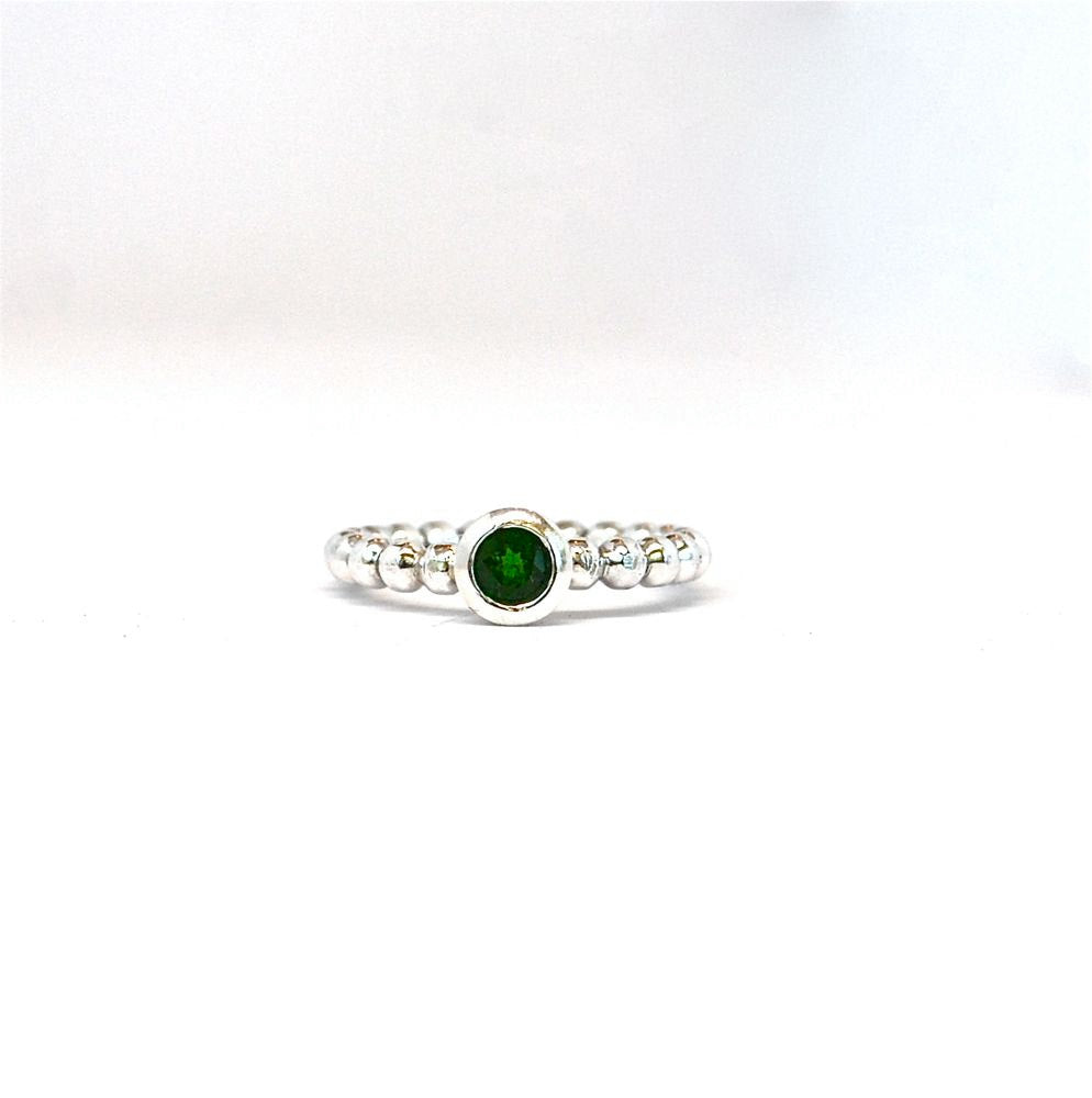 Emerald Green Chrome Diopside Recycled Sterling Silver Ring - Children's Charities - May Birthstone - Canine's For Kids