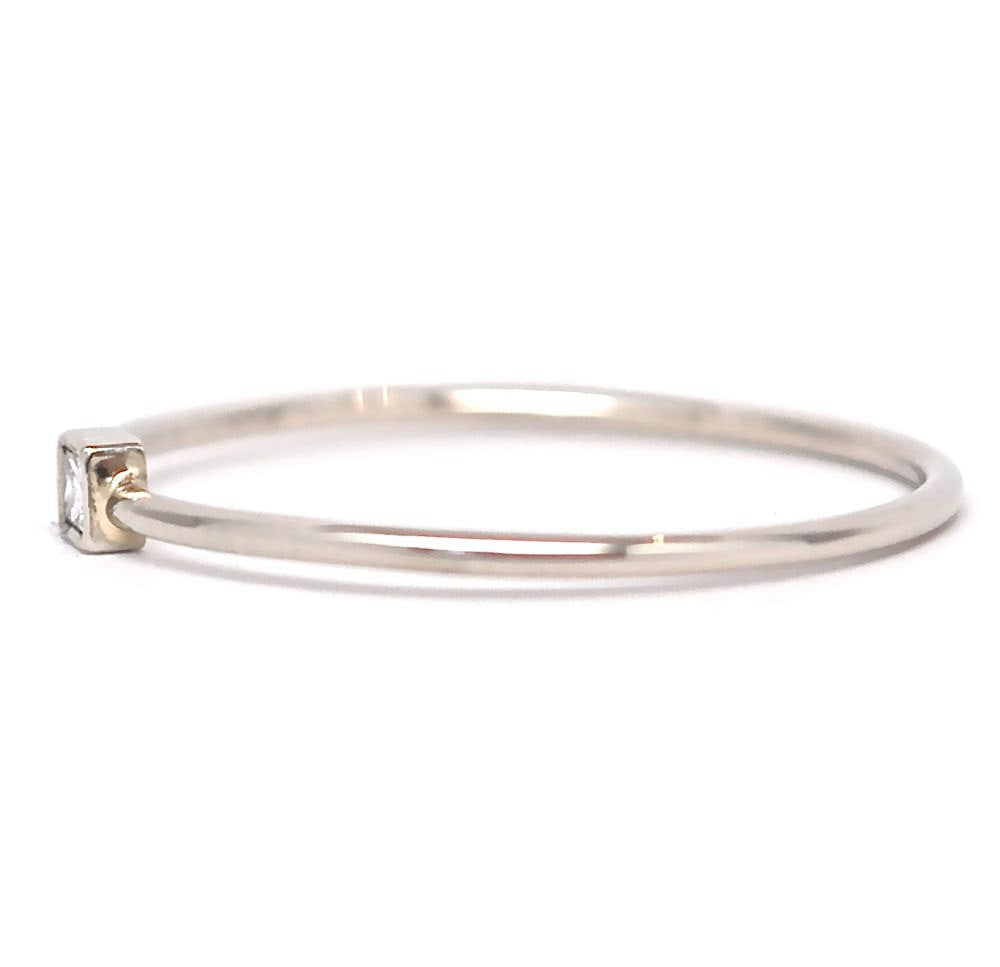 Square Princess Cut White Gold Ring - Solid 14k White Recycled Gold and Princess Cut Diamond Ring Fair Trade