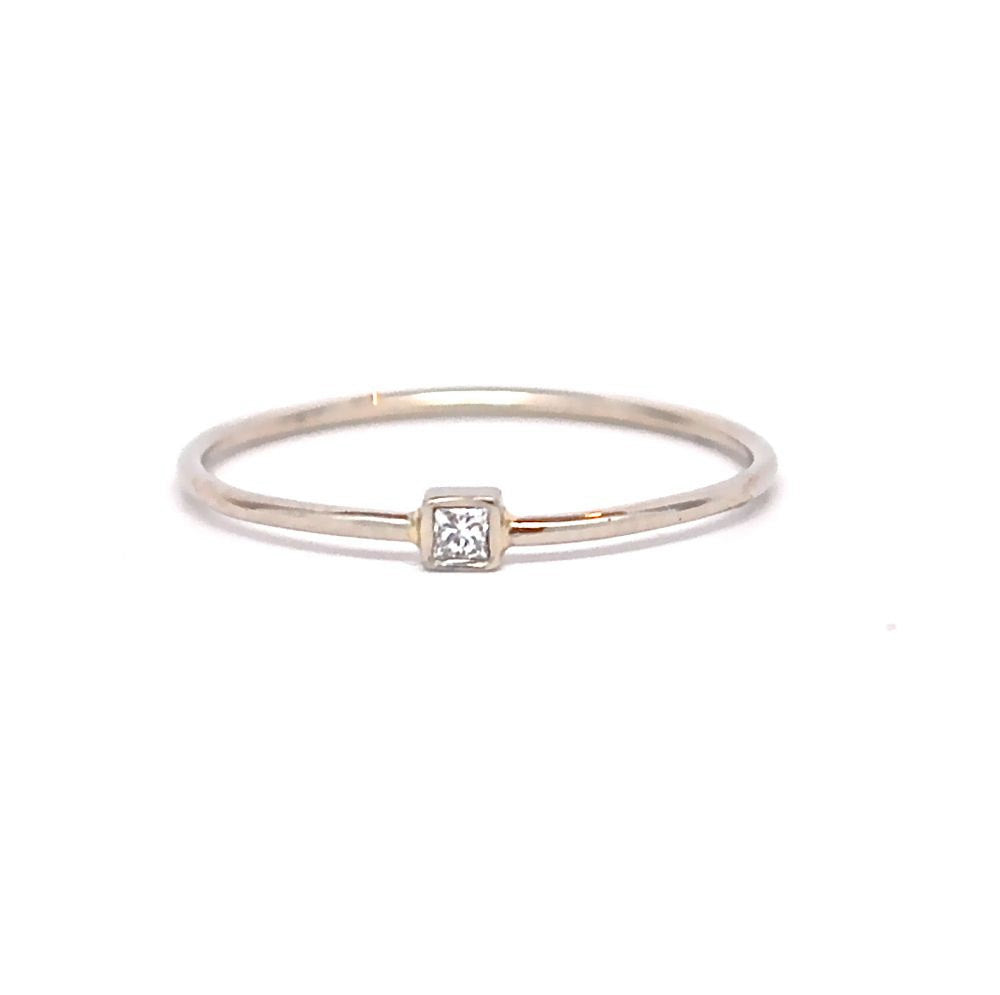 Square Princess Cut White Gold Ring - Solid 14k White Recycled Gold and Princess Cut Diamond Ring Fair Trade