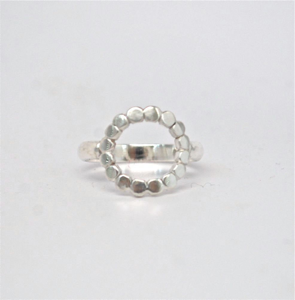 Silver Bubble Halo Ring - Circle Karma Ring - Infinity Ring - Disc Ring - Circle Ring