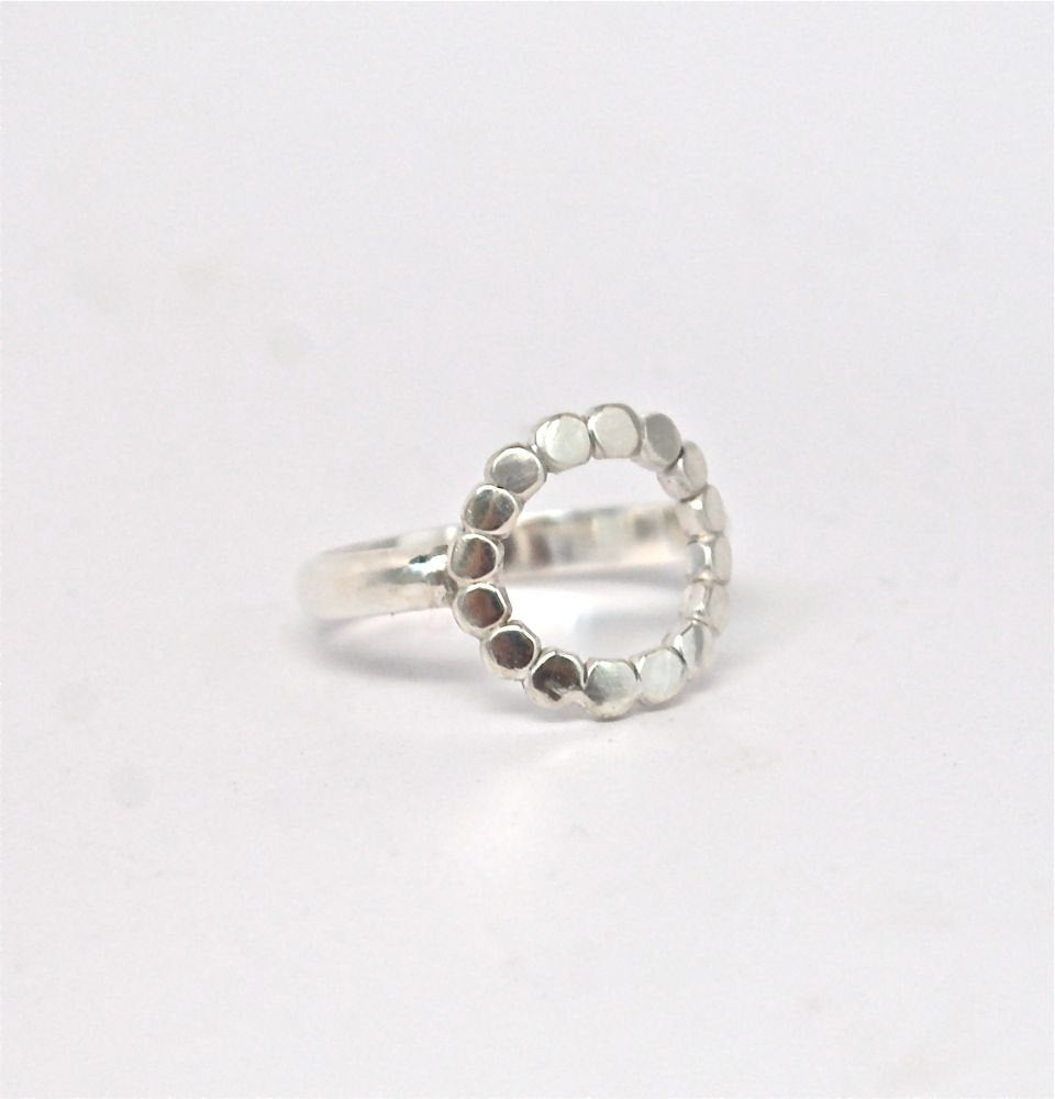 Silver Bubble Halo Ring - Circle Karma Ring - Infinity Ring - Disc Ring - Circle Ring