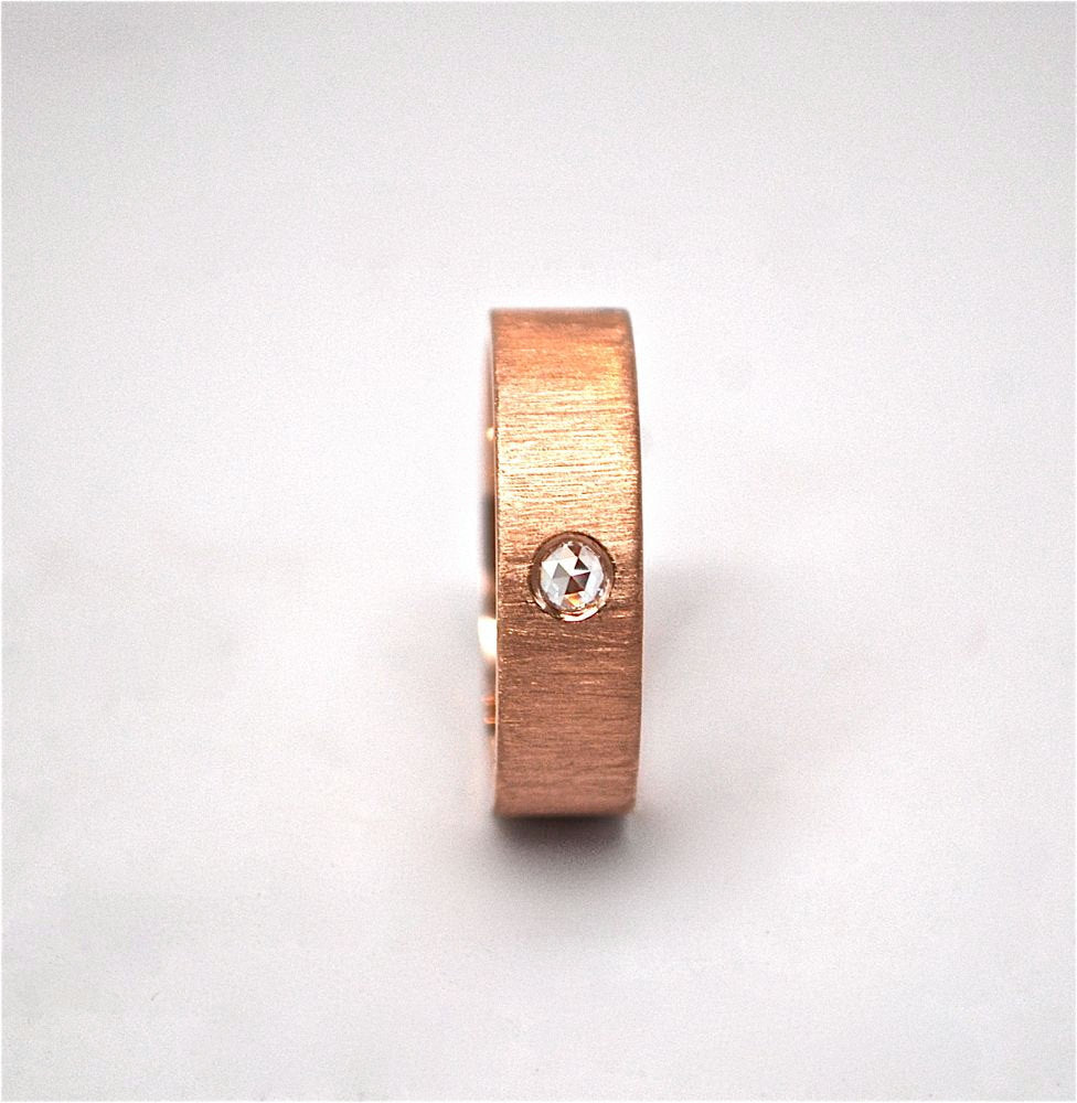 Diamond Ring Band 3mm Rose Cut Diamond Ring - 14k Rose Gold Men's Wedding Ring - Handmade Wedding Band - Diamond Wedding Band