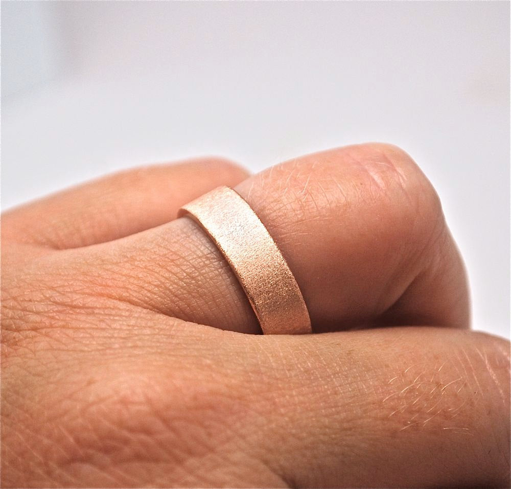 14k Gold Wedding Band - 14k Rose Gold Men's Wedding Ring - Handmade Wedding Band - Customizable Wedding Band