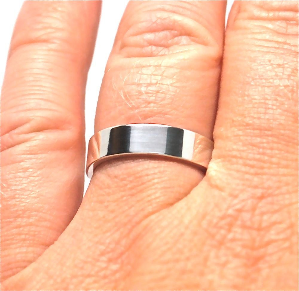 Ring - Sterling Wedding Band Comfort Fit - Sterling Silver Men's Wedding Ring - Wide Silver Band - 5mm Wide Band