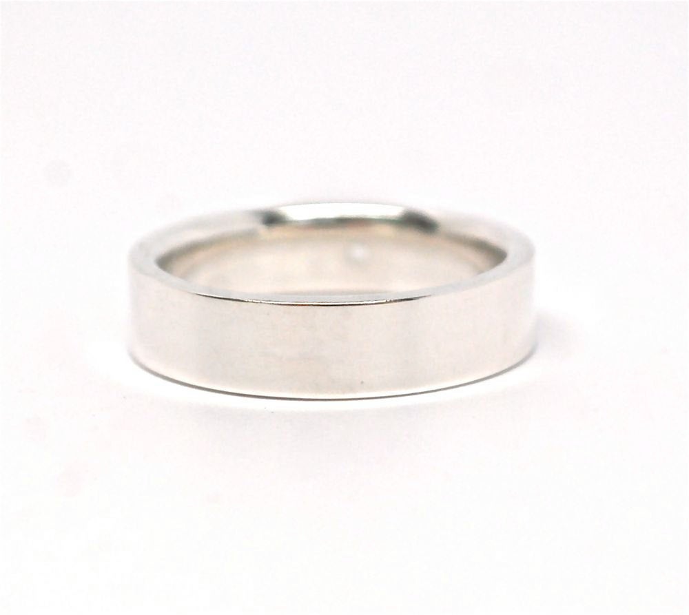 Ring - Sterling Wedding Band Comfort Fit - Sterling Silver Men's Wedding Ring - Wide Silver Band - 5mm Wide Band