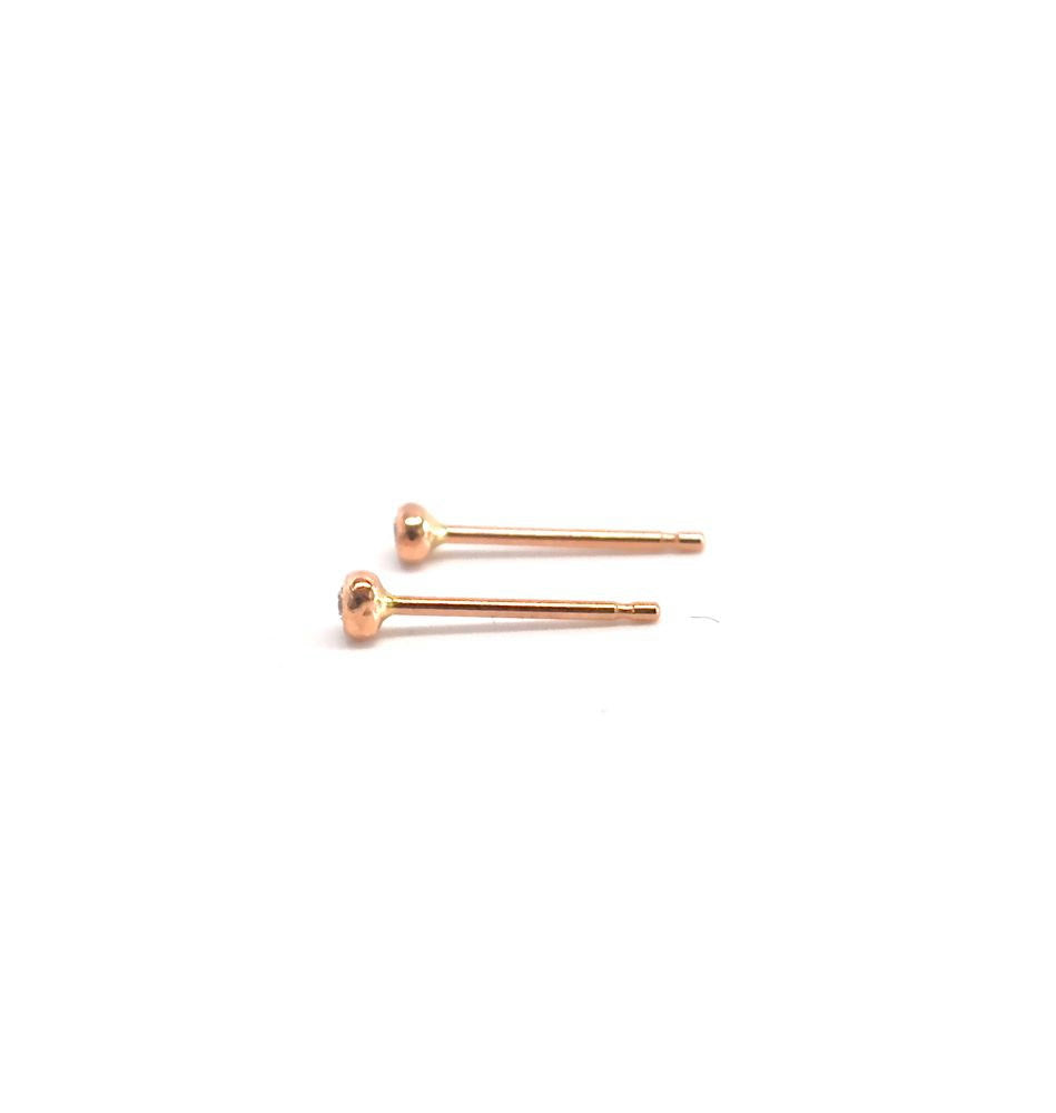 Tiny White Diamond Stud Earrings, Pair 14k Rose Gold Diamond Earrings,  Diamond Stardust Earrings, Diamond Studs, Cartilage Earrings