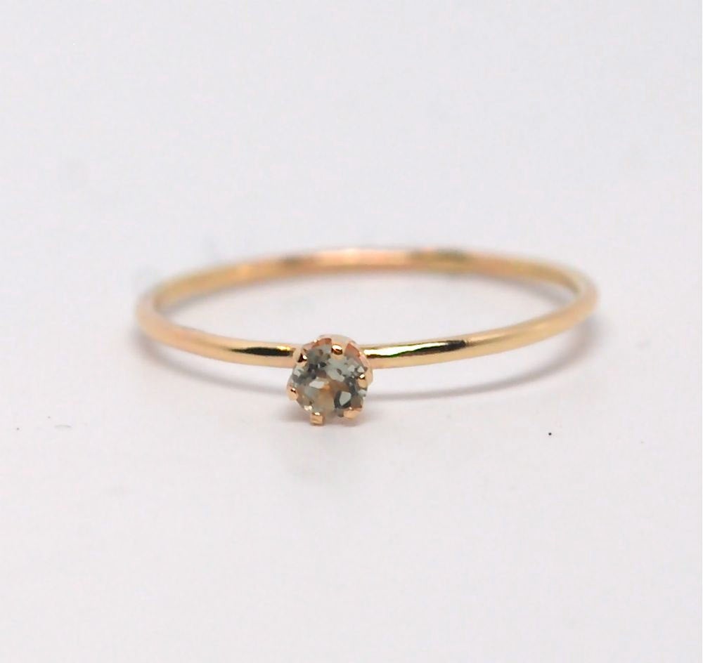 Green Amethyst Prasiolite 14K Gold Ring Made to Order February Birthstone Stackable Ring Birthstone Stacking Ring