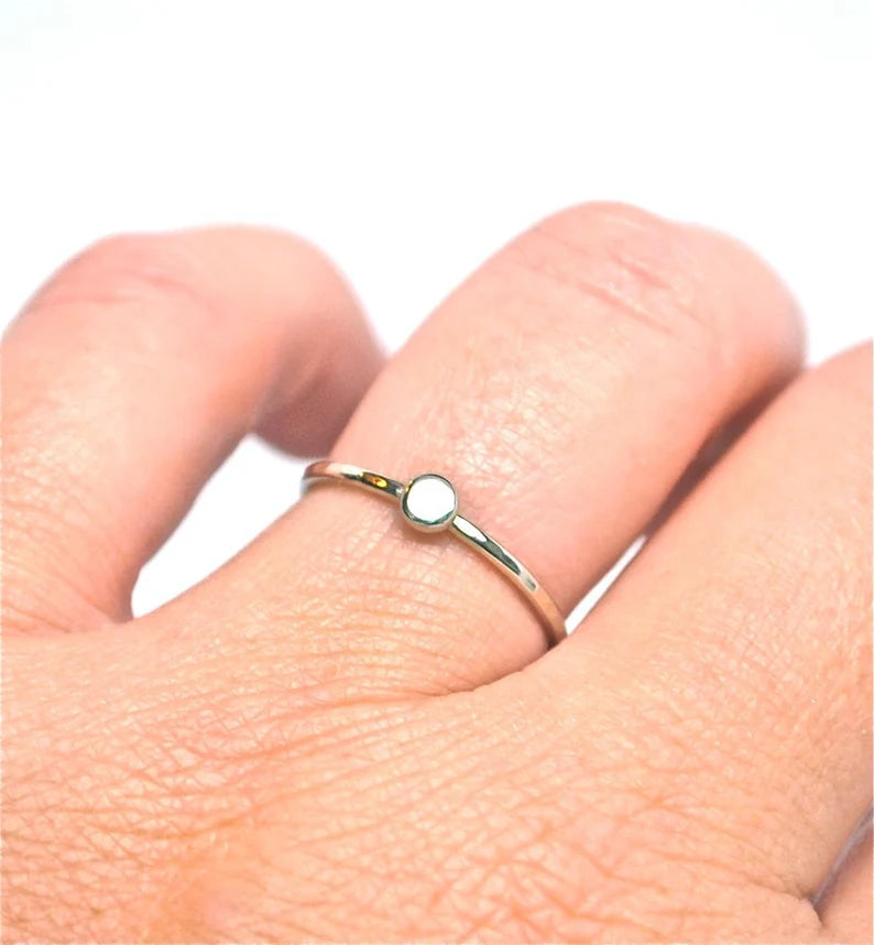 Ring- Gold Stack Ring - White Gold Dot Pebble Stack Ring - Stacking Ring - 14k rose white yellow gold - Handmade to Order - Stackable 14k