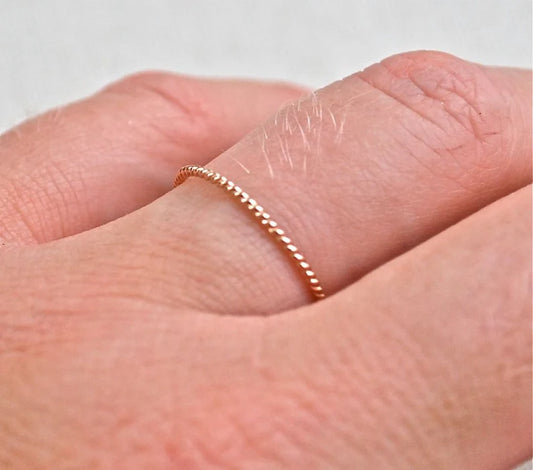 14k Yellow Gold Twist Band -Recycled Gold - Stackable Yellow gold Wedding Band - Handmade Engagement Ring