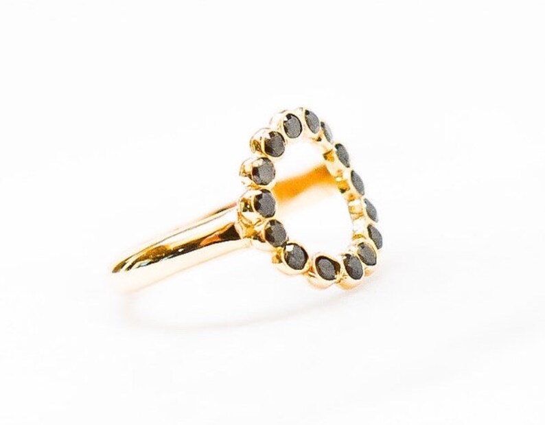 Black Diamond 14k Circle Right Hand Ring