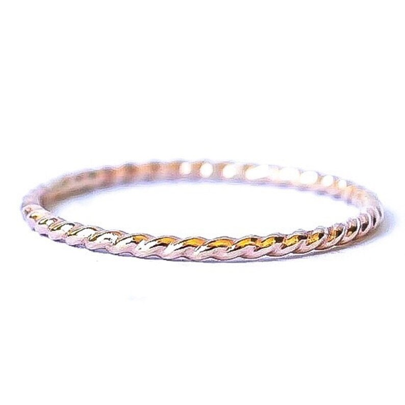 Thin Twisted Rope Band 14k solid yellow gold twist band - Recycled Gold